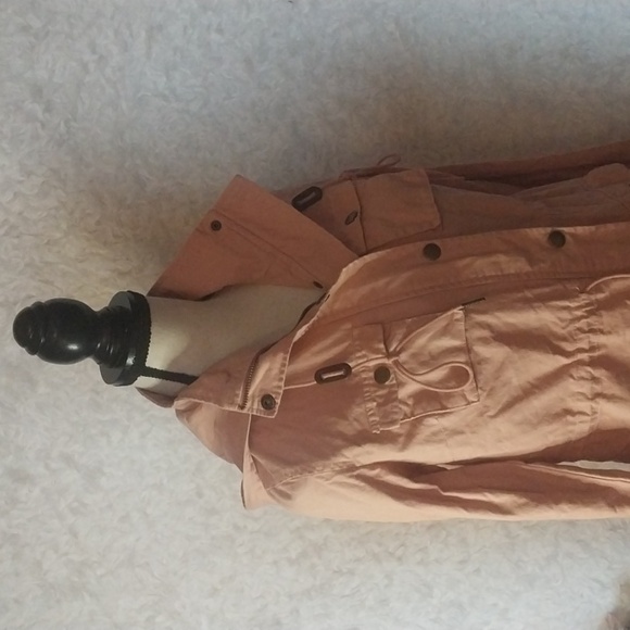 41 Hawthorn Pink Utility Jacket 100% Cotton Zip Snap Closure Pockets Hood Size S - Picture 3 of 8